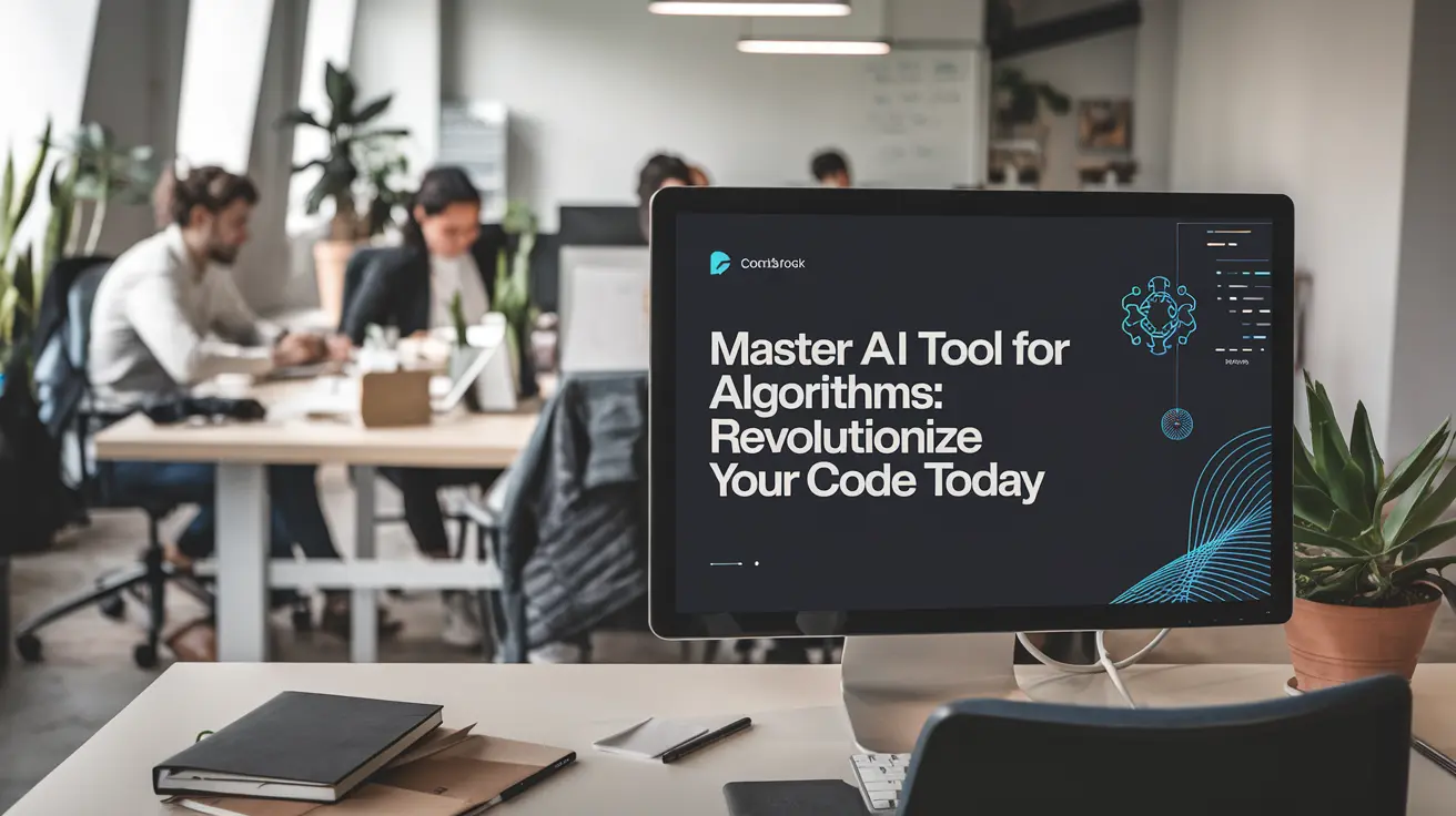 AI Tool for Algorithms: A visually engaging interface showcasing an AI tool designed to assist with algorithm development and optimization