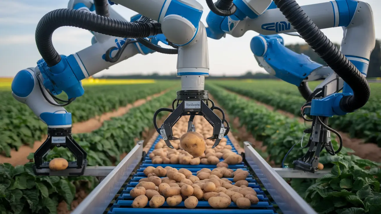 Graphic illustrating the benefits of AI robotics in farming, including increased efficiency and precision agriculture