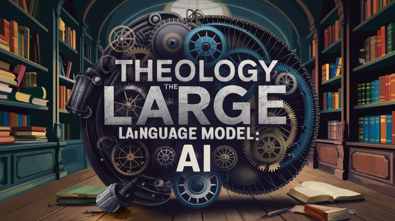 A conceptual image depicting the intersection of theology and the large language models, with a focus on exploring the relationship between artificial intelligence and religious studies.