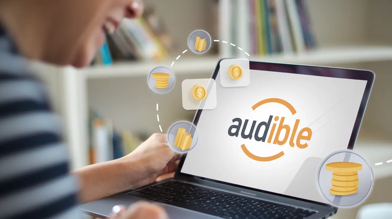 Graphic showing how to make money on Audible with AI, including creating audiobooks and marketing strategies.