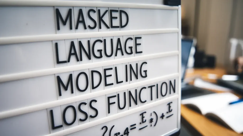 Graph illustrating the Masked Language Modeling Loss Function over epochs, highlighting the convergence of the model.