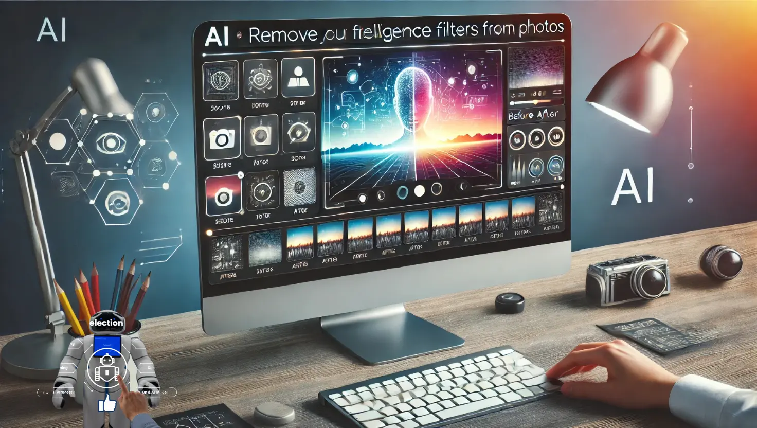 AI Tool to Remove Filters:  Screenshot demonstrating an AI tool interface designed to remove filters from images, showcasing its user-friendly features and effective filter removal process.