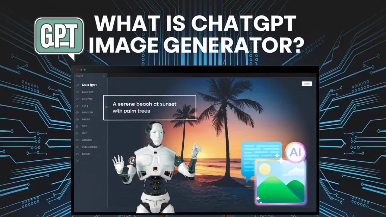 Screenshot of ChatGPT Image Generator interface showcasing AI-generated images with prompts.