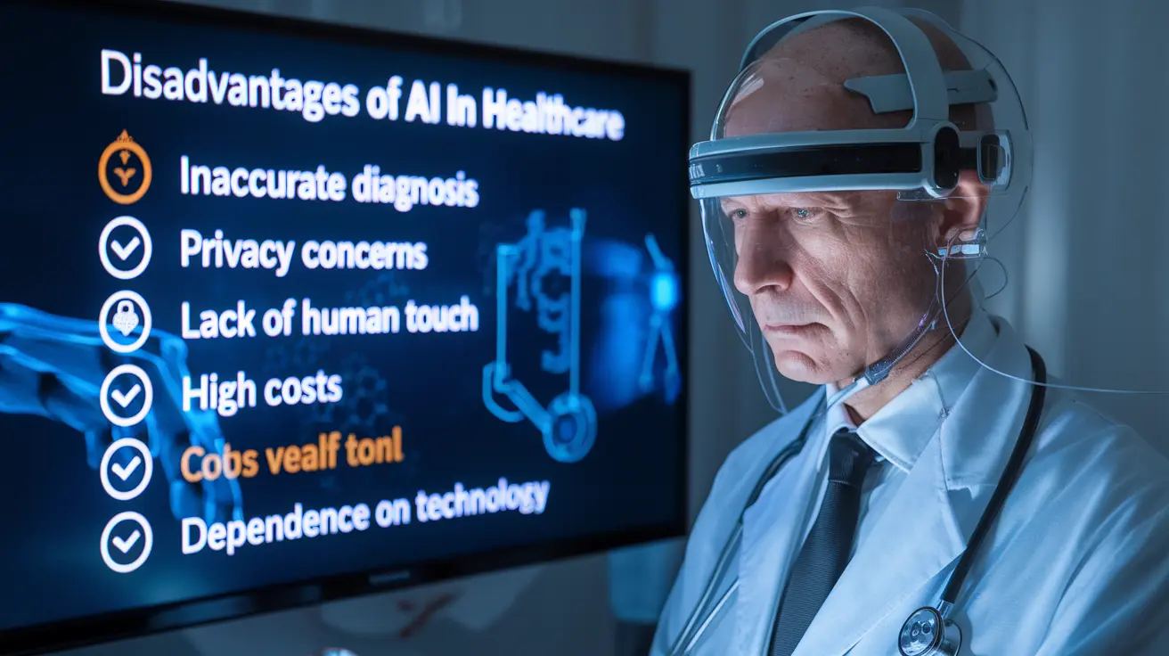 the disadvantages of AI in healthcare, including data privacy concerns, bias in algorithms, and over-reliance on technology.