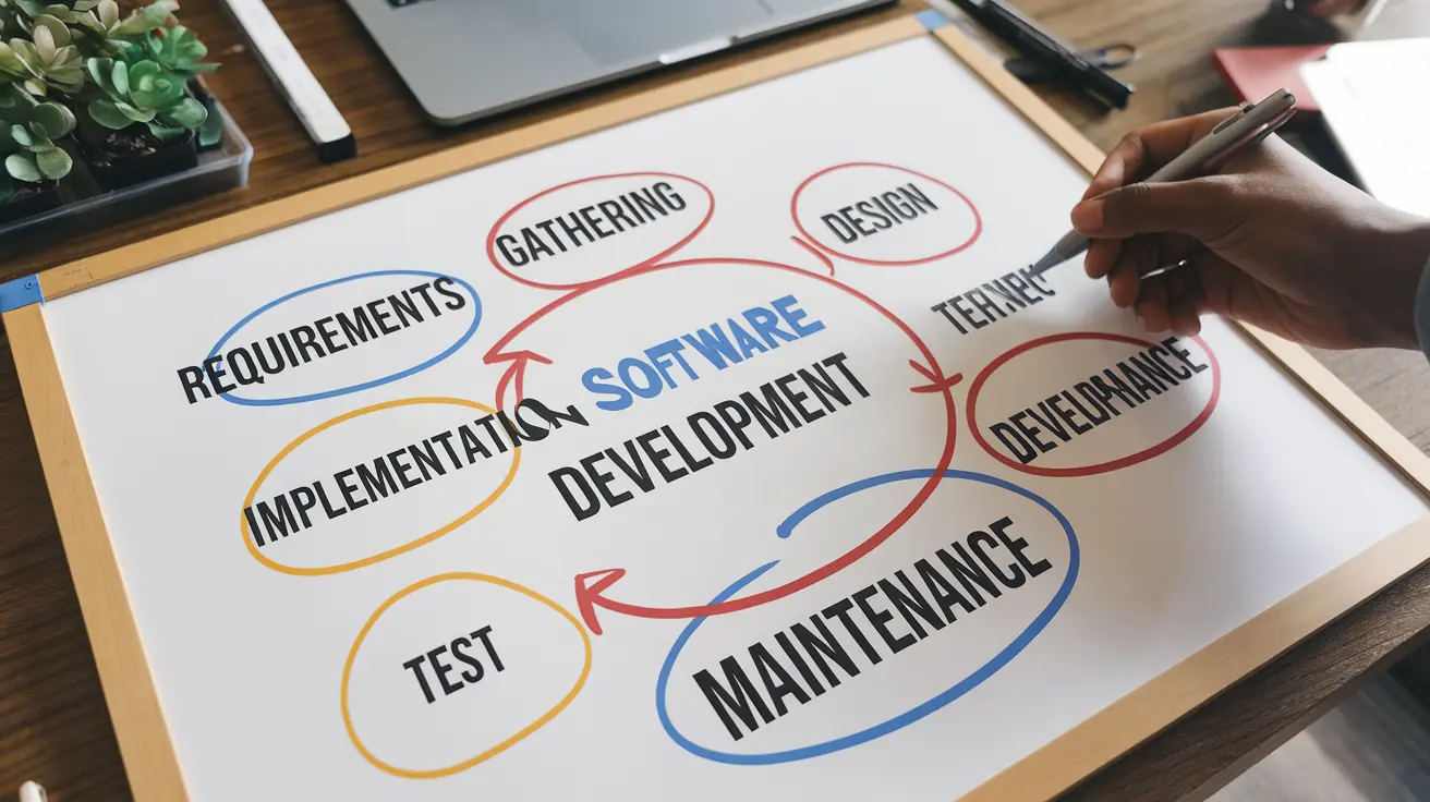 Implement Agile Product Development: Team implementing Agile product development with a Scrum board and sticky notes.